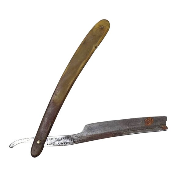 Vtg 1" Wide Blade Joseph Elliot Straight Razor Made In England Horn Handle READ - Picture 3 of 7